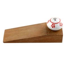 2 Pieces Red Floral Crackle Wooden Door Stopper